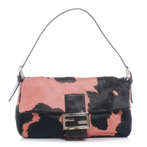 cow print fendi bag|FENDI Calf Hair Cow Print Baguette Pink Black .